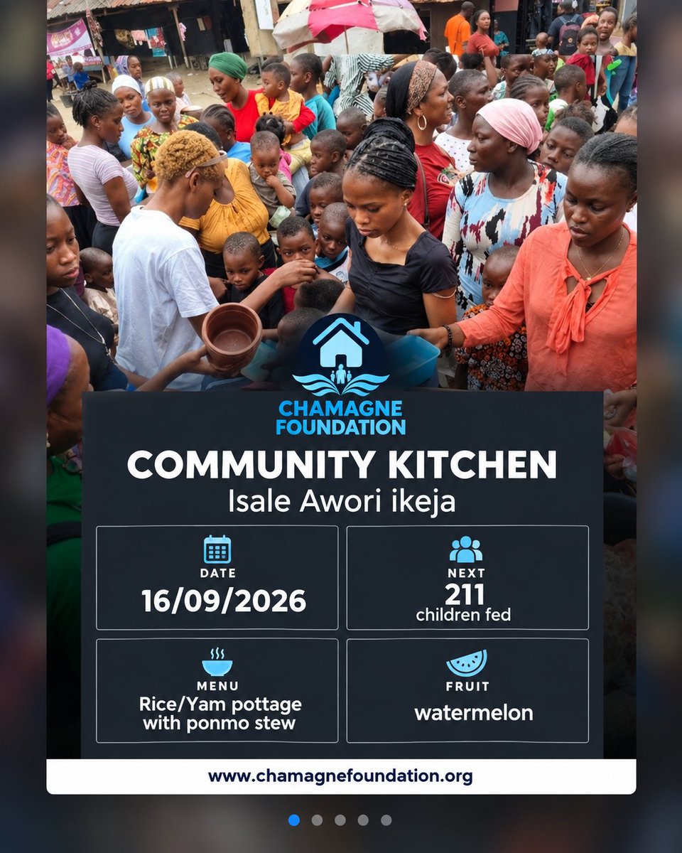 Chamagne_NG's tweet photo. 211 children, countless smiles! ❤️
Our Community Kitchen at Isale Awori Community, Ikeja, brought nourishment and joy to children through delicious meals and refreshing watermelon.
One community, one meal, one child at a time. 🍲 #CommunityKitchen #NourishingLives https://t.co/yTd4xnqArW