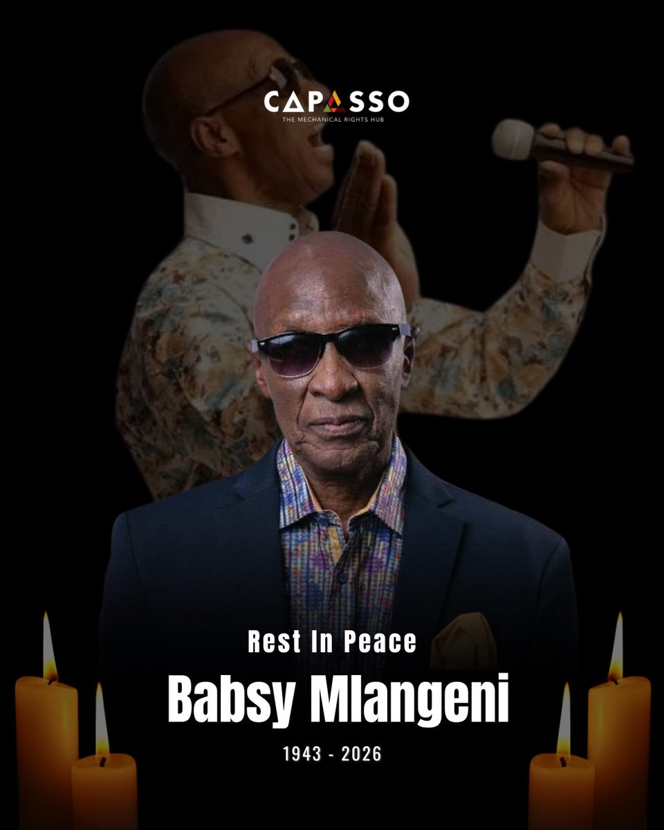 CapassoHub's tweet photo. At CAPASSO, we mourn the passing of legendary musician Babsy Mlangeni. 

A true icon whose artistry, voice and contribution to South African music will live on for generations.

We honour his remarkable legacy &amp; celebrate a life dedicated to music.
Lala ngoxolo, Babsy Mlangeni. https://t.co/699VaicH0M