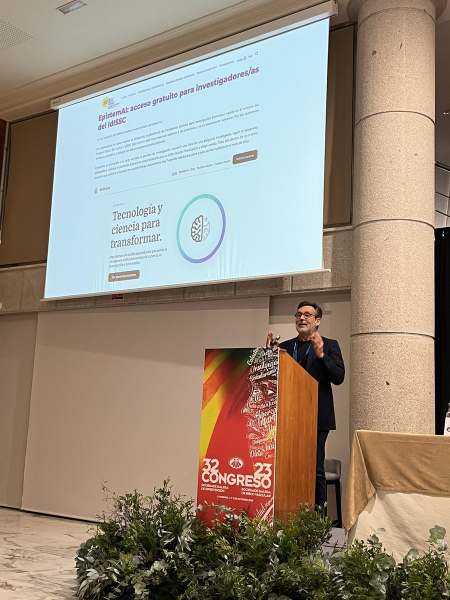 Info_Rares's tweet photo. 🤖🩺 Arranca el 32.º Congreso de #SOGAHTA con una conferencia inaugural de @juliomayol, director científico del @IIS_IdISSC, sobre el presente y futuro de la #IA en Medicina.
Y con una primicia: #EpistemAI, IA para acompañar al investigador desde la idea y la búsqueda bibliográfica hasta el protocolo, CEIm, financiación y publicación.
La IA no sustituirá a la investigación. Pero puede cambiar profundamente cómo investigamos. 🔬