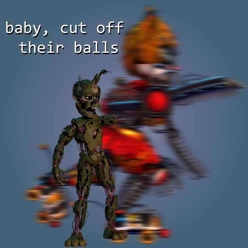 __Plague_Doc__'s tweet photo. Had this dumb joke in my head for awhile lol

#fivenightsatfreddys #fnaf #sisterlocation #circusbaby #fnafsl #scrapbaby #Scraptrap #freddyfazbearspizzeriasimulator #fnaf6 #thefourthcloset #fakecharlie #fnafbooks #WilliamAfton https://t.co/OWs6XZYvV3