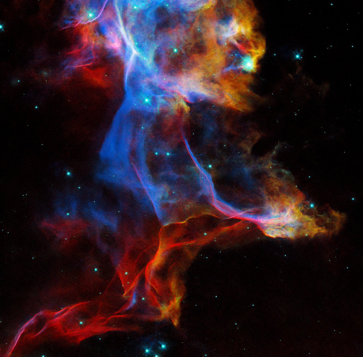 TheUniverse_CBS's tweet photo. Hubble lifts the veil on one of the Universe’s most spectacular stellar remnants. 🌌✨

This colorful view of the Veil Nebula, 2,400 light-years away in Cygnus, shows the expanding remains of a massive star that exploded about 10,000 years ago.

A single cosmic explosion, frozen in a breathtaking tapestry of glowing gas and delicate filaments. 💫

📸 NASA/ESA Hubble — R. Sankrit