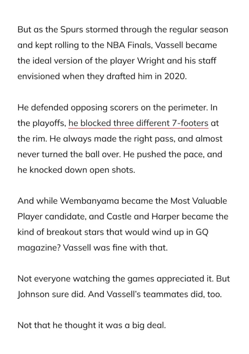 dv24s's tweet photo. Devin Vassell via @mikefinger's latest article 🖋️

"We have so many great pieces that you can’t be selfish." https://t.co/Rocyb8709y