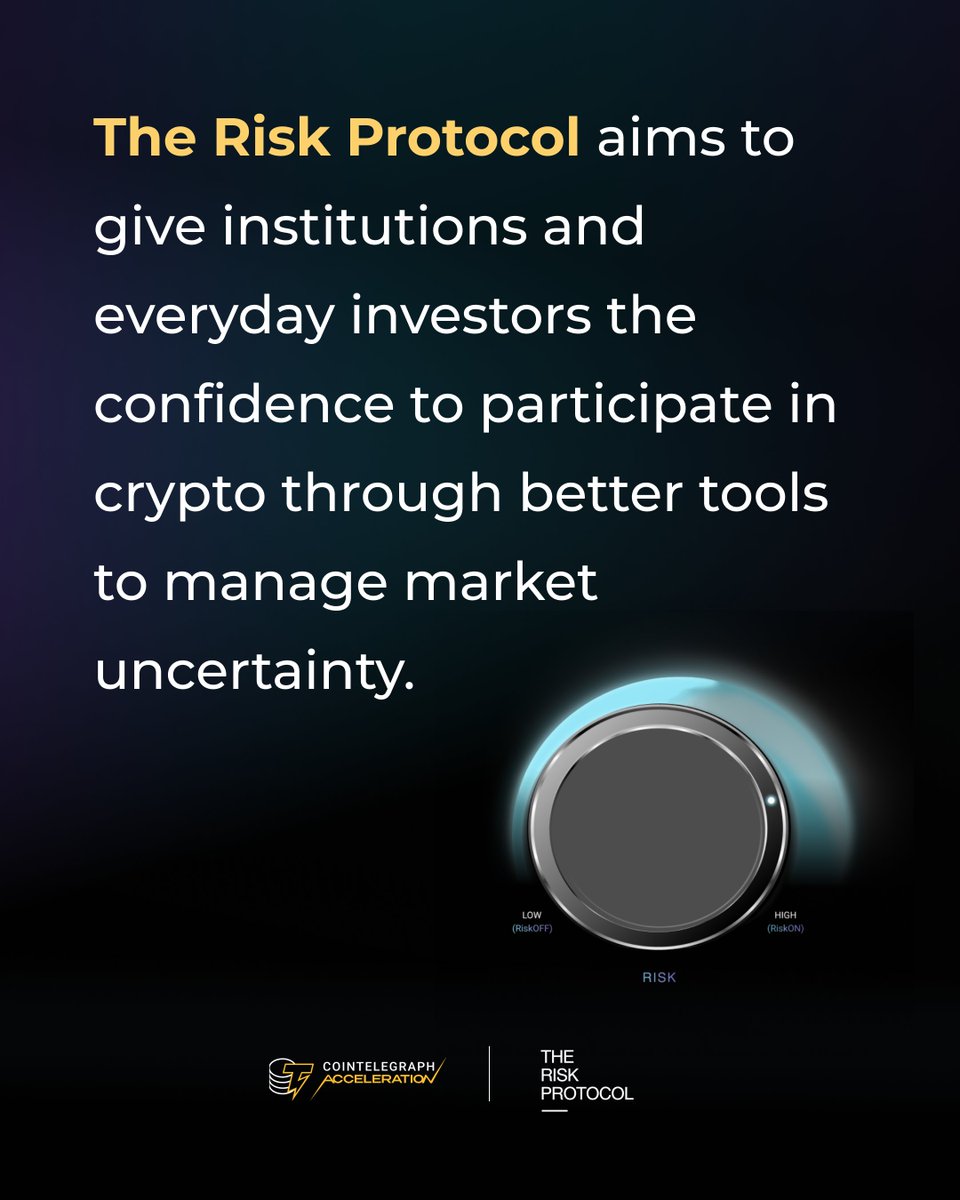 CointelegraphAc's tweet photo. Buying crypto gives you exposure to an asset. But what if you want more control over the risk that comes with it?

@TheRiskProtocol tokenizes risk, using synthetic options to split crypto assets into tradable Risk-On and Risk-Off SMART Tokens.

Built by senior banking, derivatives and research professionals, the team reports 35,000 trading competition wallets on its incentivized testnet. In its historical comparisons, Risk-On outperformed 2× perpetual positions across all 13 bull markets tested since 2020.

Learn more: https://t.co/aCcTFnlm4K