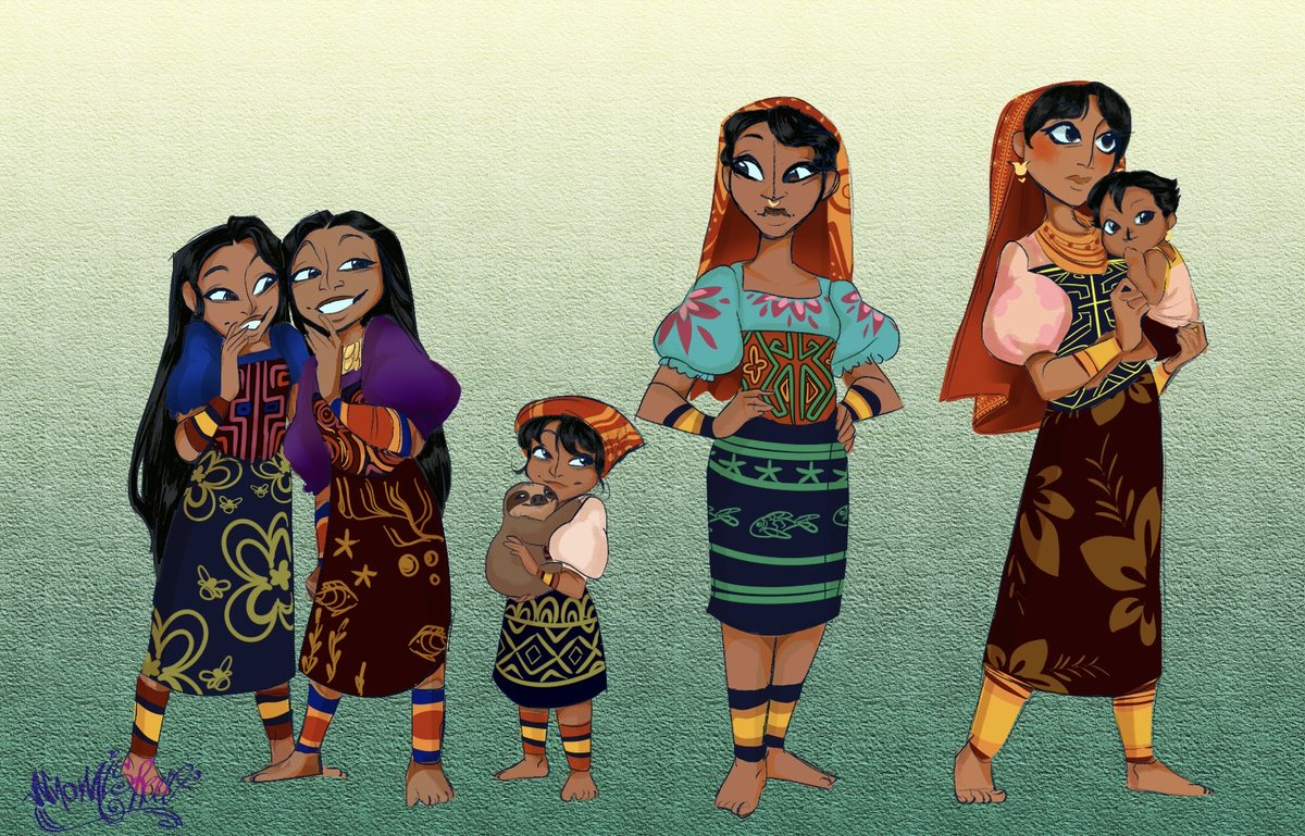 NaomisReeff's tweet photo. Some character designs of the Guna Yala people❤️

I loved trying to recreate the traditional mola art on their clothing and balancing the colors it's a lot of fun :)
#Panamá #characterdesignㅤ https://t.co/qgNwJ7suw8