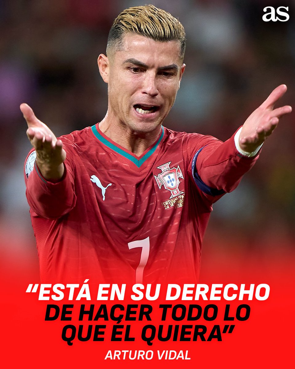 diarioas's tweet photo. 🔥 Arturo Vidal sale en defensa de Cristiano Ronaldo

🇨🇱🗣 El futbolista chileno, ex del Barça, defendió la actitud del portugués y arremetió contra Jorge Jesús https://t.co/K4qBMQZYEy