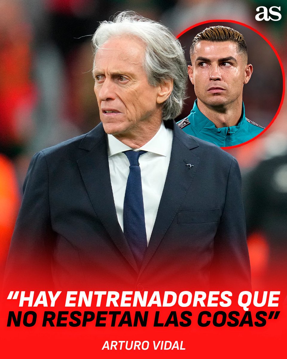 diarioas's tweet photo. 🔥 Arturo Vidal sale en defensa de Cristiano Ronaldo

🇨🇱🗣 El futbolista chileno, ex del Barça, defendió la actitud del portugués y arremetió contra Jorge Jesús https://t.co/K4qBMQZYEy