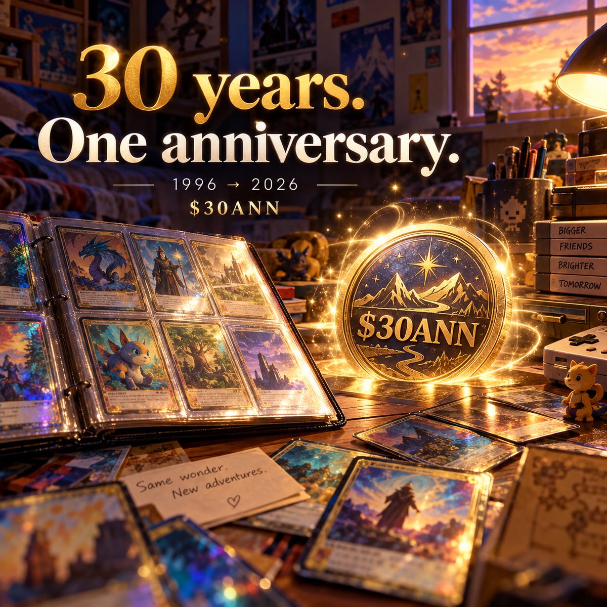 30ANNToken's tweet photo. 30 years ago, we were trading cards on the playground.

Today, we’re still chasing that same feeling. 😂🃏

The excitement.
The memories.
The “NO WAY YOU PULLED THAT!” moments.

$30ANN was never meant to be just another token.

It’s our little time capsule for everyone who grew up collecting, trading, gaming and refusing to grow up completely. ⚡️

1996 → 2026.

30 years.
One anniversary.
And we’re only getting started. 🎂🚀

$30ANN