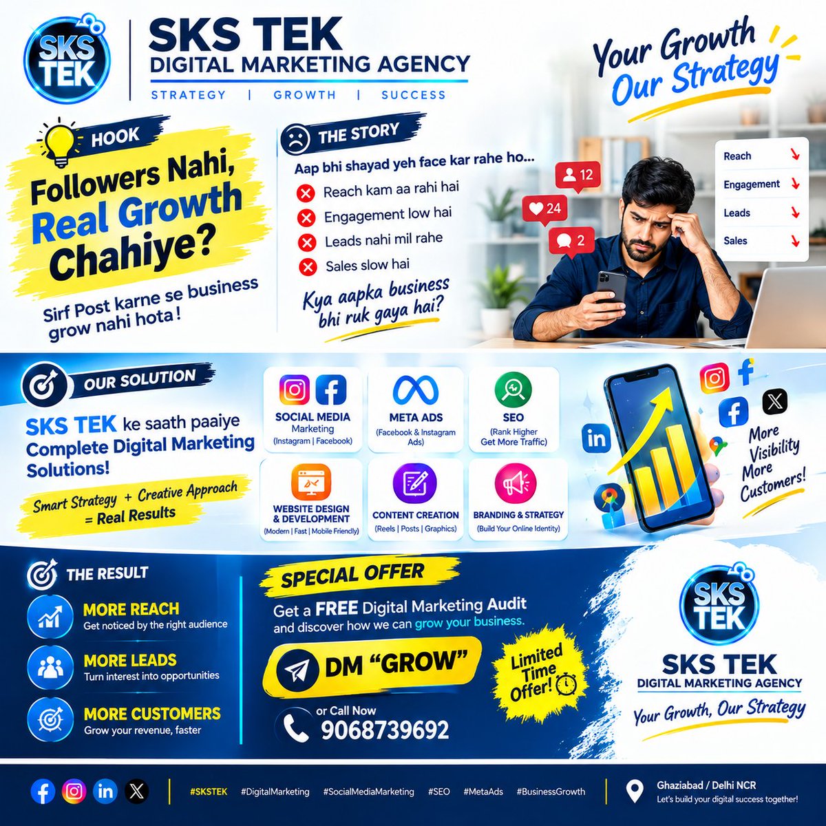 sks_tek's tweet photo. 🚀 Followers Nahi, Real Growth Chahiye?
📈 More Reach • More Leads • More Customers
🎁 FREE Digital Marketing Audit — DM “GROW”
#SKSTEK #DigitalMarketing #BusinessGrowth #MetaAds #SEO #Ghaziabad #DelhiNCR https://t.co/7aZ9WVLlSy