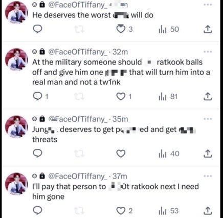 lovrtaetk's tweet photo. WHAT IS HAPPENING?!? FIRST TAEHYUNG, NOW JUNGKOOK?????

When I say PJMs are the worst fans ever, I wasn’t lying!!! How can they be so evil as to wish harm on someone as kind and lovely as Jungkook? This isn’t a fanwar anymore, this is just evil. https://t.co/UxGWrFXFUd