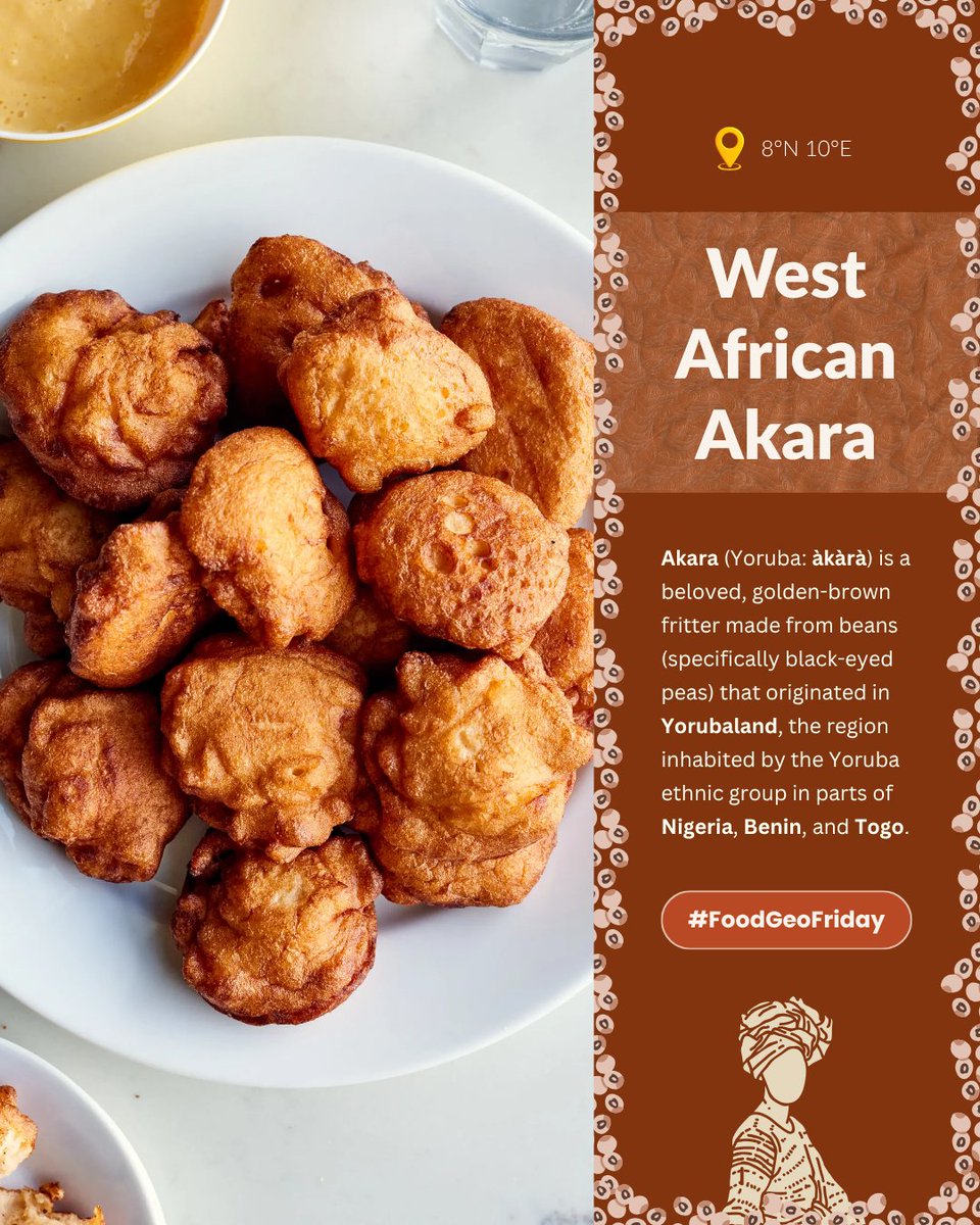 AmericanGeo's tweet photo. #FoodGeoFriday: West African Akara
🌍 🫘 This week’s #FGF takes us to Yorubaland in West Africa! Meet àkàrà, golden bean fritters made from black-eyed peas and deeply woven into Yoruba foodways. 🇳🇬✨
#FoodGeoFriday · #Akara · #YorubaCulture · #WestAfricanFood · #Yorubaland https://t.co/ZqT37hHE5H