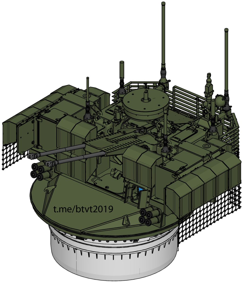 AndreiBtvt's tweet photo. TASS writes:
During a visit to the Chebarkul training ground in the Chelyabinsk region, Russian President Vladimir Putin was shown unmanned combat vehicles built on the chassis of the T-72 B3M tank, a TASS correspondent reports.
They have two different combat modules - a tank-type one and a BMPT-type one (infantry fighting vehicle supporting tanks).
On October 2, the supreme commander-in-chief observed the practical actions of troops during the active phase of the strategic command-and-staff exercise "Center-2026." Unmanned tanks with uninhabited combat compartments were used during the main stage of the "Center-2026" exercise to provide fire support to assaulting units.
...
It's a familiar story.
The TShRK "Shturm" module in the BMPT modification, the final configuration adopted by the Russian Ministry of Defense.
The module is better protected than the existing variant on the manned BMPT; ERA is installed on the sides and front, though looking at it from the front it is noticeable that the ERA blocks cover only 1/3 of the module's height, while the rest was entrusted to mesh screens. There is a hatch in the center of the module's base.
The launchers were also protected - they returned to the design from 25 years ago that was made originally.
And it is enough to look at this combat module to understand the full depth of the design thought - it has one combined sight, there is no panorama, and there are no cameras around the perimeter either. How will the operator know where the targets are and carry out all-round observation? Where is the backup sight?
For more details on the TShRK "Shturm," see - https://t.co/hIMLBZF4B5
But the main problem of the TShRK "Shturm" is not the clumsy module in the assault tank configuration and not the equally thoughtlessly made BMPT variant. The idea itself was initially flawed - the concept of a vehicle that represented the absurd idea of turning a mine-clearing vehicle into a combat robotic complex.
Uralvagonzavod has a mine-clearing vehicle for which remote control was made - the "Prokhod-1" robotic mine-clearing complex - so let's make a tank like that too! The fact that the BMP is controlled within practically line of sight and that communication is lost at any obstacle is not so critical for the BMP. But for a tank the situation is different - the operators (command post) must be next to the "robots" they control. They decided to make the command post not on the basis of a KamAZ, but on the basis of a tank, and one command post for 3 vehicles, located next to them.
It is clear that this post will immediately become the main target.
All of this would work if the tank could be controlled, relatively speaking, from the other end of the earth and if communication could not be jammed, but that is not the case and is not expected, since "Shturm" is an ancient development from the time of "Armata."