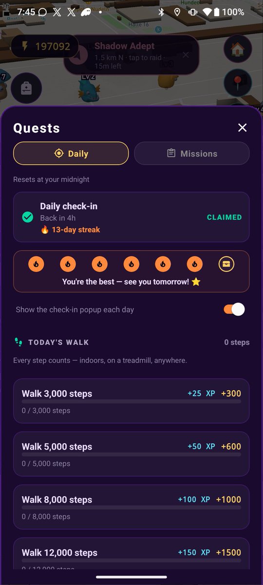 WeirdWorldSol's tweet photo. Someone requested daily check-ins and weekly streaks and they are here with new update!
Weird World - lands grab and health RPG on @solanamobile is not stopping here! https://t.co/jm9hmgLY0g