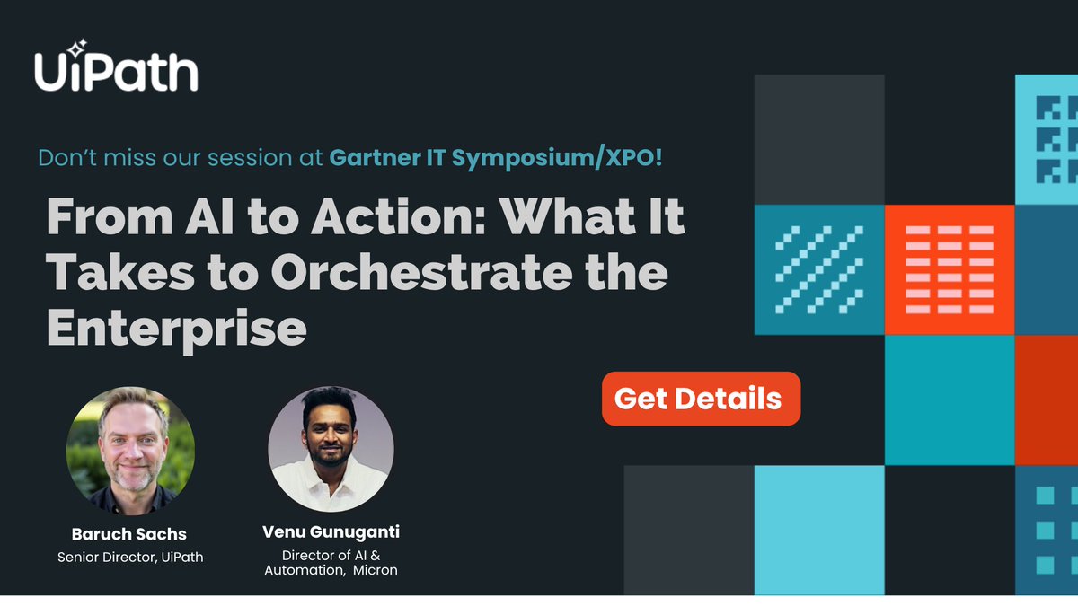robots4testing's tweet photo. See business orchestration + #automation in action with UiPath at Gartner IT Symposium/Xpo. Come say hello at Booth #1025. 👋 https://t.co/yL6ZHqAZAX https://t.co/GEIXTZZaf2