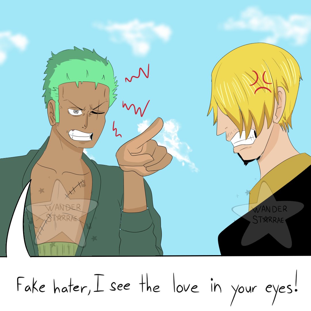 wanderstarrae's tweet photo. Those are the eyes of a lover boy not a hater 
#onepiece #roronoazoro #blacklegsanji #vinsmokesanji #digitalart https://t.co/VYsOpHjejq