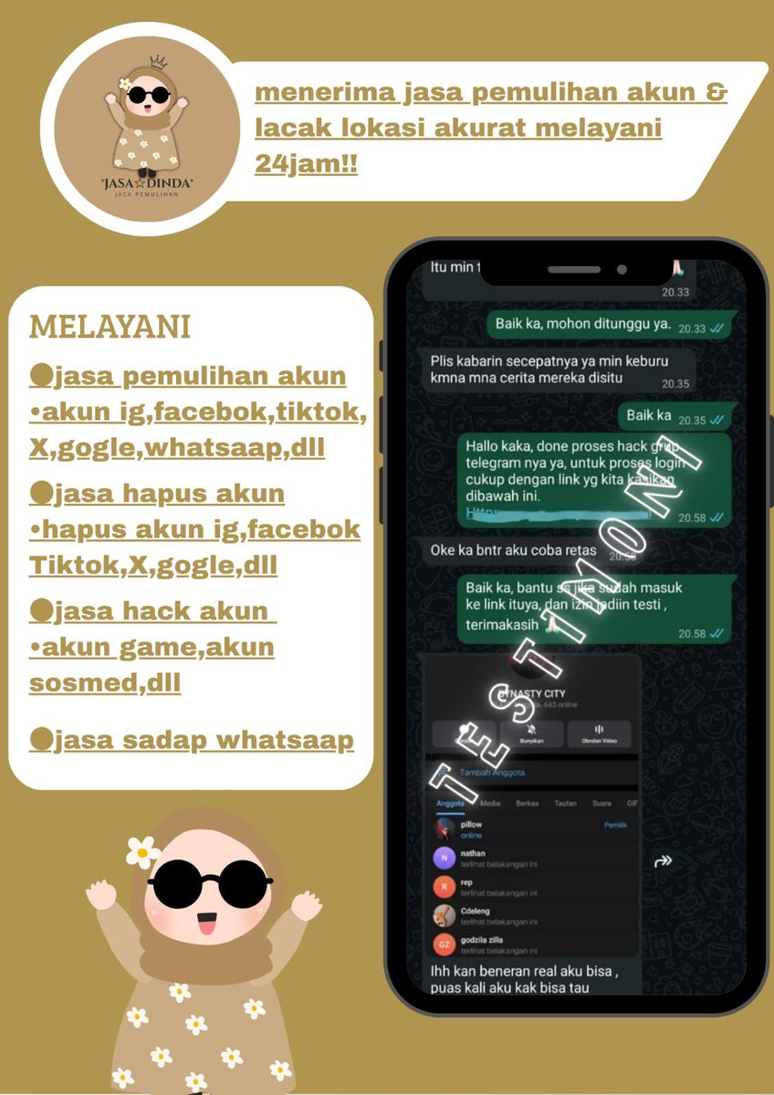 pistxcio's tweet photo. WTS JASA PEMULIHAN AKUN/DELETE AKUN, PROSES FAST &amp; BERGARANSI

KENDALA : 
~JASA SADAP WA/IG
~PULIHKAN CHAT WA
~LUPA PASWORD &amp; LUPA DATA2
~JASA HAPUS AKUN ALL SOSMED
~JASA PEMULIHAN AKUN
GOGGLE ,GMAIL,INSTAGRAM,TWITER, FB,TIKTOK,DLL 

Order Fast Respon WA Di bio
#zonauangㅤ https://t.co/fKSWkuIzoG