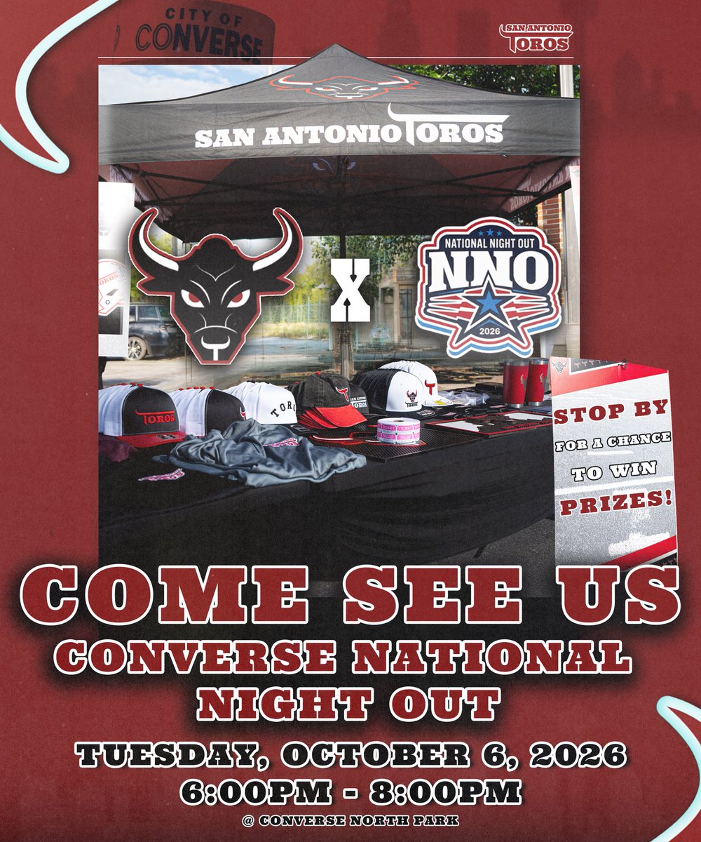 CoFLToros's tweet photo. WE ARE GONNA BE AT CONVERSE NATIONAL NIGHT OUT!
.
Come see us and have a chance to win prizes at our tent🐂🪎
.
.
#vamostoros #sanantoniotoros #conversetexas #nationalnightout #nno https://t.co/e7aUc7cURE