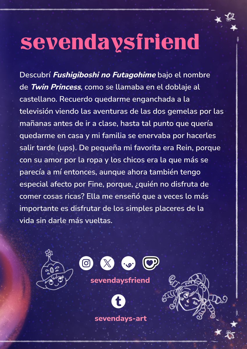 sevendaysfriend's tweet photo. Mi contribución a este fanzine tan lindo de chicas mágicas 💞

Podéis descargarlo en https://t.co/O9aPBGqUK9!!

He podido participar junto a artistas increíbles!! https://t.co/XPzfRy9oHl