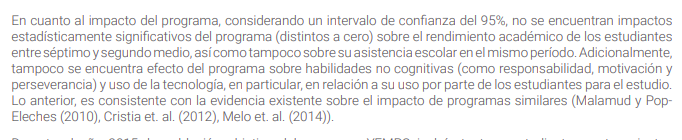 illanes00's tweet photo. El programa puede ser muy noble, pero DIPRES (y varios estudios más) indica que no tiene efectos en el rendimiento, asistencia ni habilidades cognitivas.

https://t.co/znKf8rb1Tv https://t.co/E1iy3nQyaL