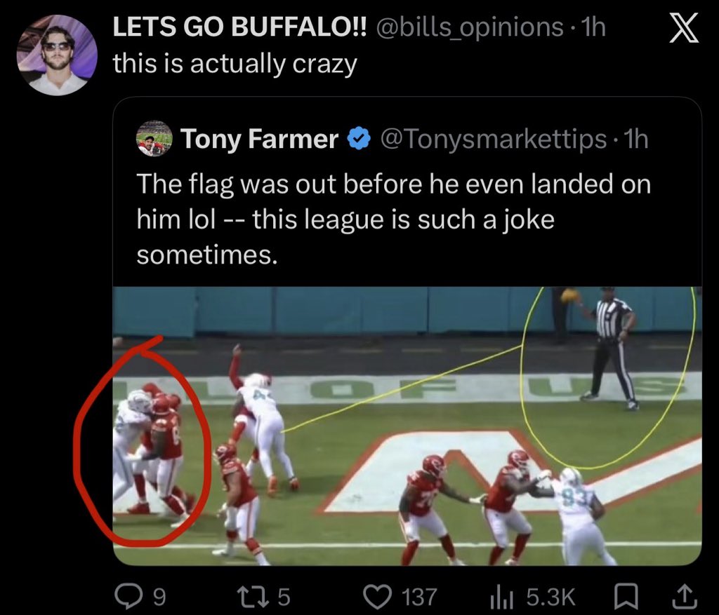 MrBillyNuke's tweet photo. @bills_opinions Flag is being thrown on this by the way https://t.co/EOx2ocpbVR