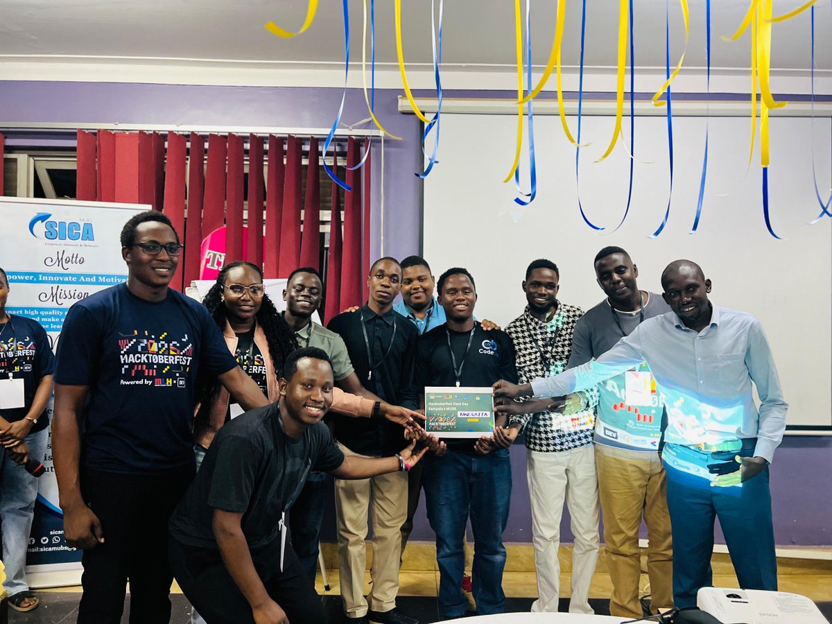 MUBS_Entreship's tweet photo. And the trophy goes to... 🥁🏆

Huge shoutout to the top teams at today’s #Hacktoberfest Hackathon with @MLHacking!

🥇 Winner: Somalable

🥈 1st Runner-Up: Kwegata

Young minds + open-source AI = infinite possibilities! 💡🚀

#AIBelongsToEveryone #MLH #MUBS #OpenSource4o https://t.co/het2S8eh83