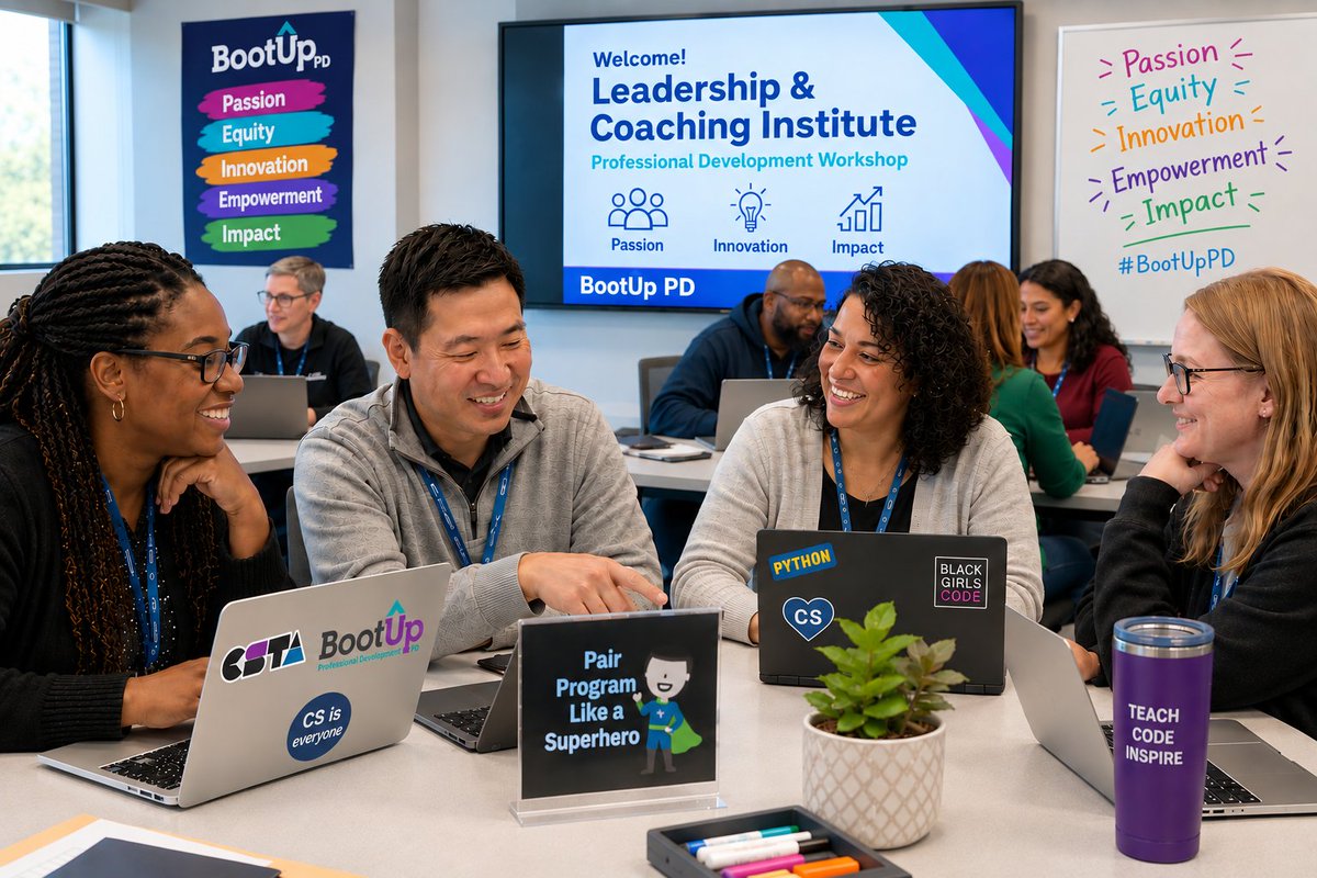 BootUpPD's tweet photo. We are is excited to announce the Leadership and Coaching Institute. Blending live and synchronous lessons, participants will be able to reflect and practice real strategies with their peers in real settings! Check out our website for more info #BootUpPD https://t.co/hmlMtzebOH https://t.co/5hZrn8JhlX
