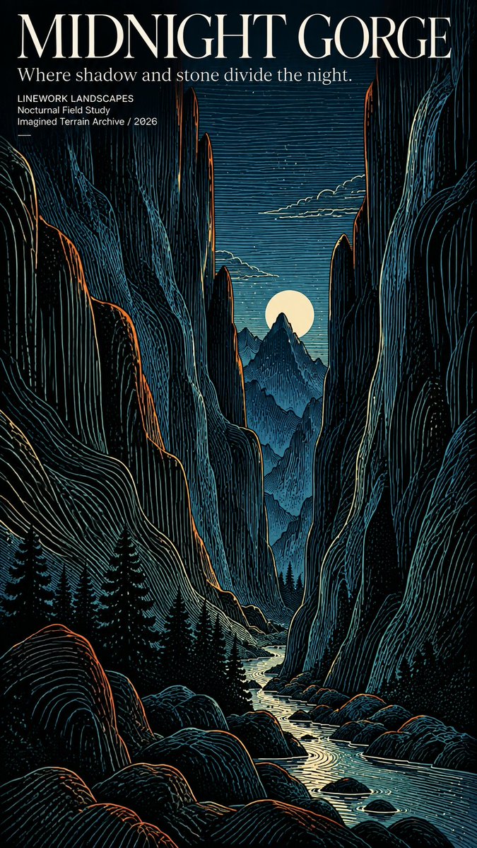 MrLarus's tweet photo. 🌄 Images 2.5 turns landscapes into flowing lines!

Contour linework shapes the mountains, rivers, and skies — bold color brings them to life.

Topographic drawing meets printmaking and editorial poster design!

Prompts below 👇 https://t.co/TlZ8QHVa54