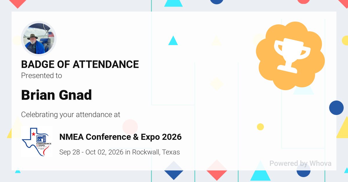 TheBubbaMan2's tweet photo. ๐ Just had an incredible experience attending NMEA Conference & Expo 2026! ๐ - via #Whova event app https://t.co/QssfdBVvEn