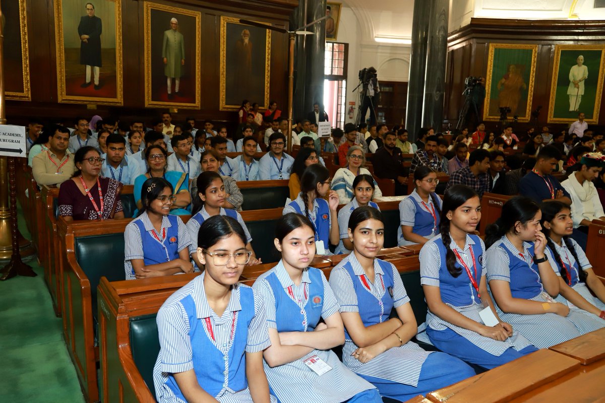 LokSabha_PRIDE's tweet photo. Glimpses from the #KnowYourLeader Programme organised today by @LokSabha_PRIDE to commemorate the birth anniversary of Mahatma Gandhi and Shri Lal Bahadur Shastri in the #CentralHall of Samvidhan Sadan.

Held under the guidance of the Hon’ble Speaker, Lok Sabha, Shri Om Birla, the youth-oriented programme brought together young participants from schools and colleges across India to pay homage to the enduring legacy, vision and ideals of the two towering national leaders.

Addressing the gathering, Shri Om Birla, Hon’ble Speaker, Lok Sabha, reflected upon the ideals and contributions of Mahatma Gandhi and Shri Lal Bahadur Shastri and encouraged the youth to draw inspiration from their lives and values.

The programme sought to inspire young minds to engage meaningfully with the values of democracy, constitutionalism, social justice and nation-building.

As part of the programme, the participants also visited the Parliament of India 🇮🇳 and had a group photograph with the Hon’ble Speaker.

#GandhiJayanti #ShastriJayanti #KnowYourLeader #PRIDE #ParliamentofIndia #YouthEngagement #CentralHall #SamvidhanSadan

@loksabhaspeaker @ombirlakota @LokSabhaSectt @MIB_India @EduMinOfIndia @YASMinistry @MYBharatHQ @PIB_India @PTI_News @sansad_tv