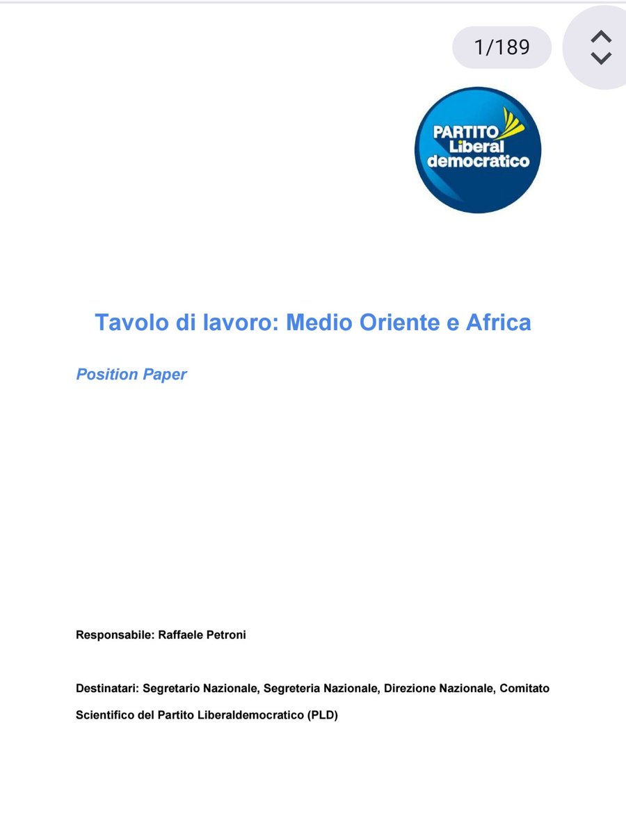 paolomossetti's tweet photo. Per curiosità mi sono letto il programma del @Partito_Libdem* su Israele-Palestina. 

- Si consiglia di riconoscere Gerusalemme come capitale d'Israele
- I Territori? «Sarebbe opportuno che i rappresentanti del PLD facessero riferimento a questi territori come territori contesi, anziché occupati» 
- Gli insediamenti? La presenza ebraica è legittima e vietarla discriminazione etnica.
- Le accuse di violazioni sistematiche? Sono posizioni politiche, non accertamenti giuridici.
- Lo status dei luoghi santi? il regime va rimodellato secondo gli standard israeliani
- Si consiglia di stigmatizzare la copertura mediatica del conflitto in Italia e la strumentalizzazione del diritto internazionale
- i Media occidentali? Prendono per buoni buoni i dati di Hamas e l'analisi di Al Jazeera senza contraddittorio.
- No a qualsiasi tipo di sanzione o boicottaggio.
- Adeguarsi al principio secondo cui Israele valuta l'uso della forza col principio "Ein Brirah" (nessuna alternativa) e non scenderà più a compromessi sulla propria sicurezza.
- Genocidio? lo ha compiuto Hamas 
- Carestia? «Il PLD dovrebbe innanzitutto fare in modo che i suoi rappresentanti non siano coinvolti in questi processi di falsificazione e strumentalizzazione.»
- La Flotilla? L'intercettazione è stata un'applicazione legittima del blocco navale.
- Lo Stato palestinese? Non andrebbe riconosciuto al di fuori dei negoziati risalenti a Oslo.
- Opporsi alla bozza di costituzione palestinese e sviluppare rapporti con ELNET, la lobby pro-Israele che organizza viaggi e incontri parlamentari.

*Il suo leader, Luigi Marattin, è stato intervistato nel 2025 in TV più di Matteo Salvini