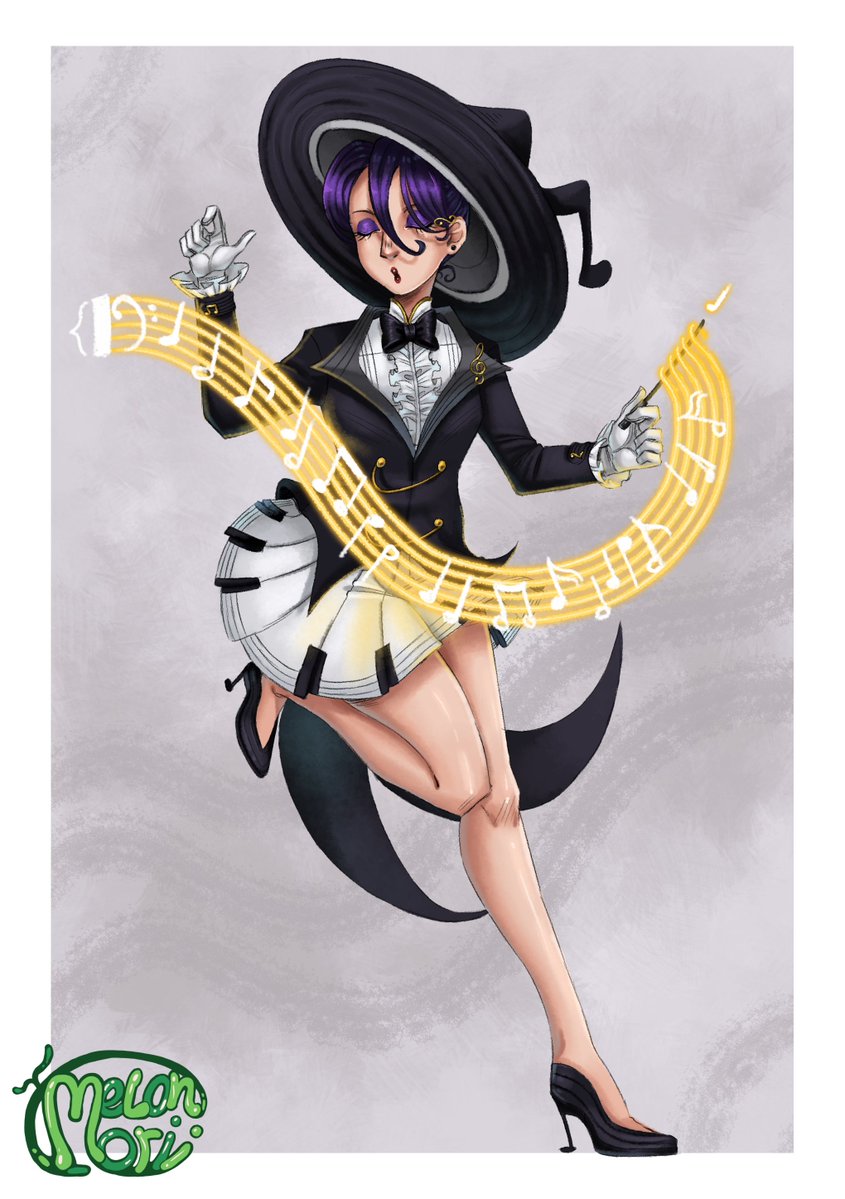 MelonMorii's tweet photo. Witchtober yippee! 
Taking it slowly this year 
Day 1 music 

Following @Scratchy_Desu 's prompt list!
#witchtober #witchtober2026 https://t.co/AgvfUrnCXa