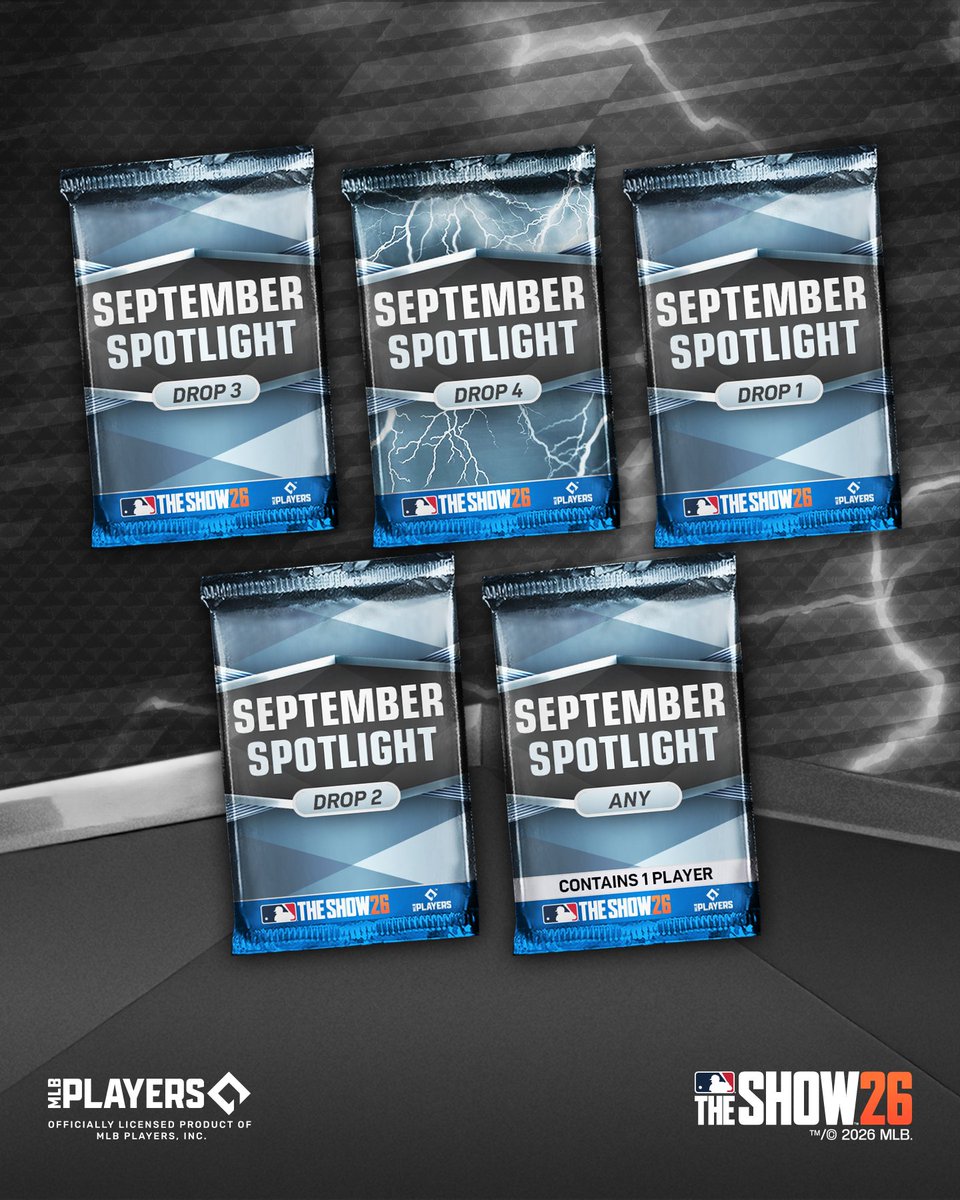 MLBTheShow's tweet photo. Play now the Regular Season Finale Event Program in MLB The Show 26! 🔥

Play to earn Spotlight Program Packs and make your push toward Retro Lightning Lance Berkman. ⚡ https://t.co/9IBegUxJIk