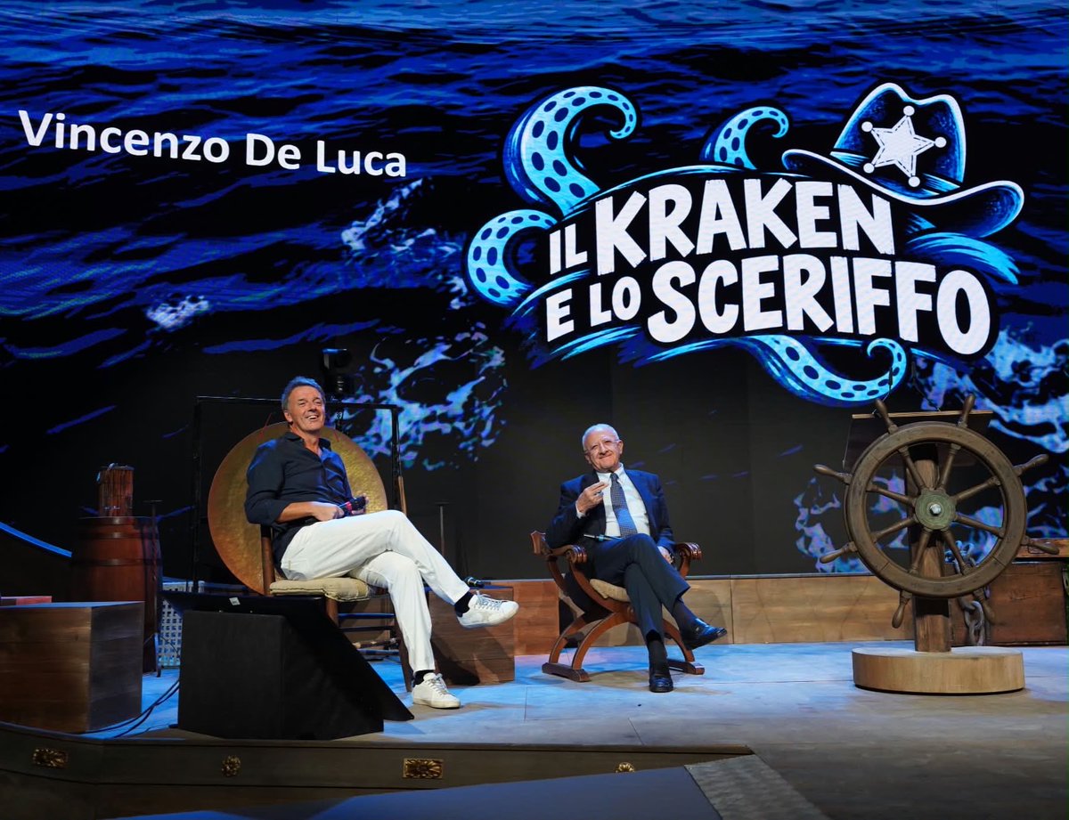 matteorenzi's tweet photo. Quando il Kraken incontra lo Sceriffo può iniziare la Leopolda 14 🐙🤠 https://t.co/mVbehqqhjA