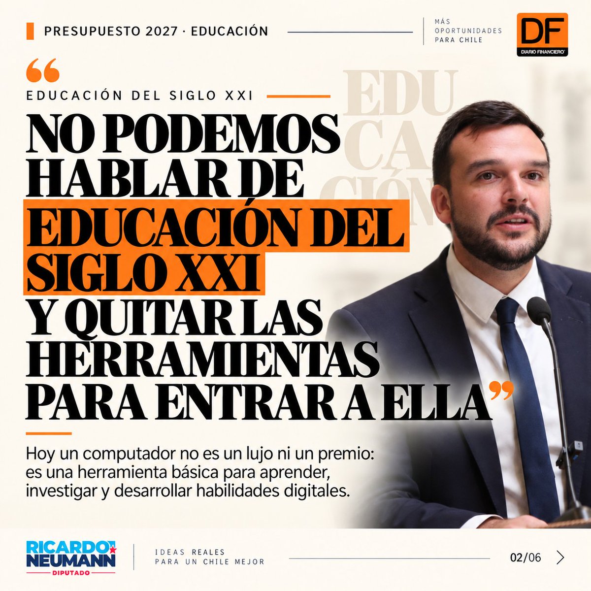 raneumannb's tweet photo. Un computador ya es tan básico para estudiar como el lápiz y el cuaderno. Frente al Presupuesto 2027, planteo reponer este apoyo para estudiantes de 7º básico, focalizarlo según vulnerabilidad y mejorar sus controles pero NUNCA eliminar https://t.co/s0XQnvpGYv