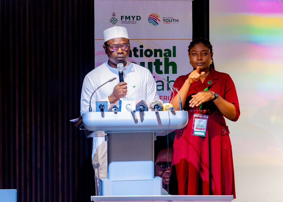 tvcnewsng's tweet photo. PHOTOS: Youth Confab 2026 Begins as FG Seeks Ideas, Solutions From Young Nigerians

The National Youth Confab 2026 has commenced, with the Federal Government urging young Nigerians to go beyond discussions and offer practical solutions to issues affecting their future.

Minister of Youth Development, Ayodele Olawande, said the success of the month-long engagement would not be measured by speeches or photographs, but by the ability to turn ideas into decisions, action and opportunities for Nigerian youths.

Credit: X | ayowisdom_