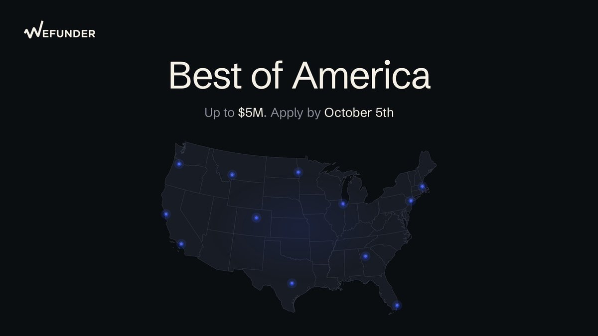 Wefunder's tweet photo. Just crossed 1000 startup applications.

We're going to fund a lot of companies this quarter 👀

Apply for our demo days by Oct 5: https://t.co/aq66zRjV8K https://t.co/9GHYhBGRNo