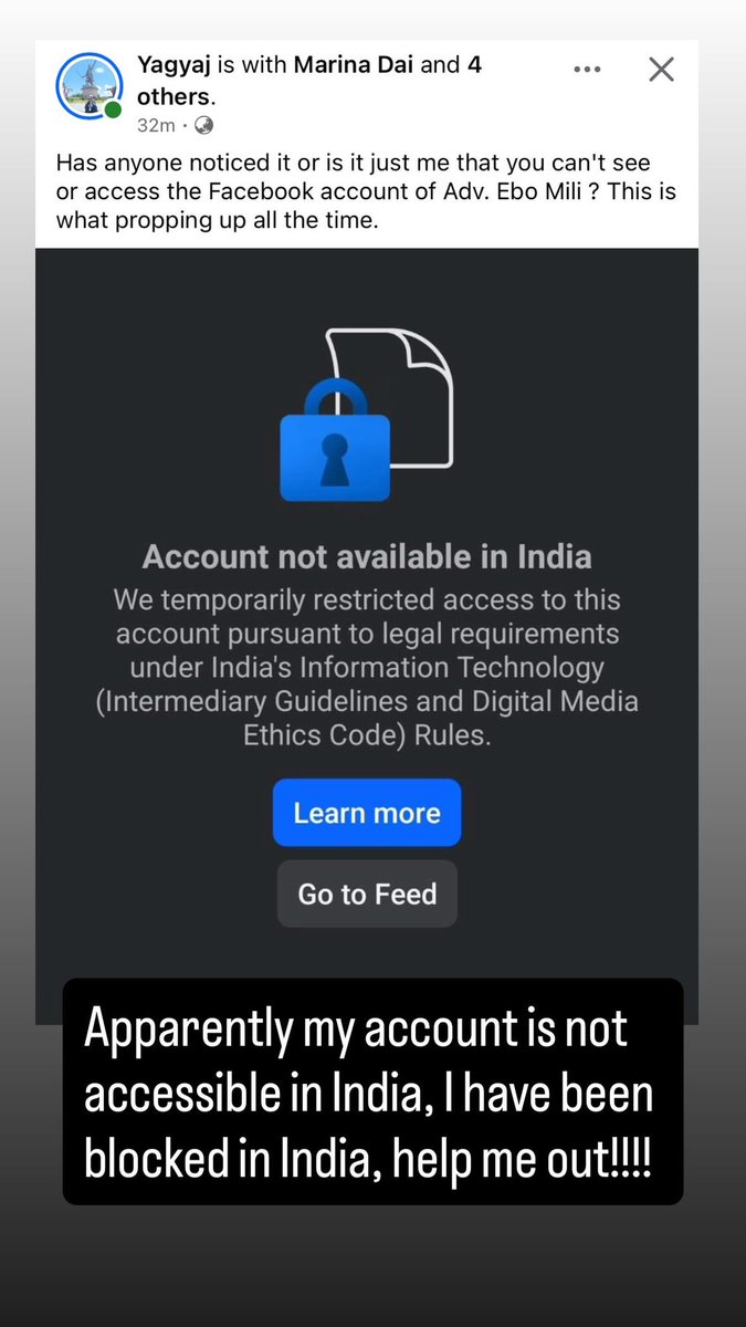 Ebo_Mili_Linggi's tweet photo. Apparently i have been blocked in India, help in me out. They want me to be quiet on Siang Dam. https://t.co/QKdCiqxSYA