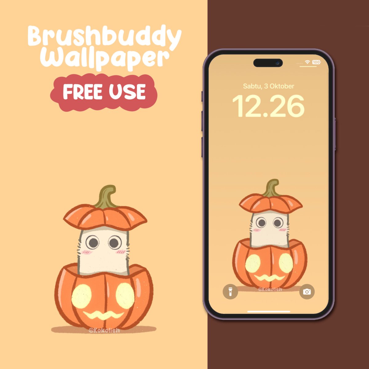 kokolieh's tweet photo. Free to use the Brushbuddy phone wallpaper throughout October, as long as you credit me as the artist! 🎃

#freewallpaper #brushbuddy #smallartist #witchhatatelier https://t.co/sZHmZ7wWbg