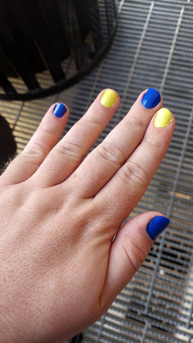 robbobery's tweet photo. Started painting my nails recently and while it isn't the prettiest yet, it is pretty fun. #stlblues https://t.co/qNBJU0eMWM