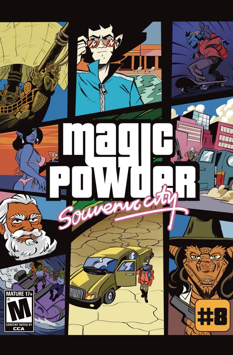 aJeffSchiller's tweet photo. 10 followers away from 100!

If you like crazy fantasy-crime epics, MAGIC POWDER is for YOU and your D&amp;D groups! Cover at by @maxpinelliart 

https://t.co/iUwLai1NDj https://t.co/s808vliqHP