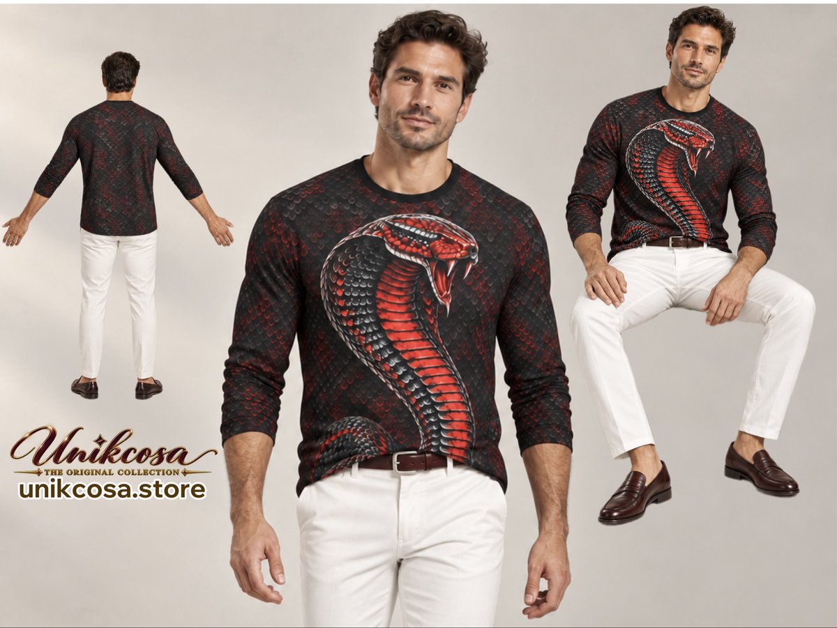Prince1257454's tweet photo. COBRA ENERGY. UNIKCOSA STYLE. 🐍

Black-and-red artwork. A striking cobra graphic. Meet the Cobra Elite Luxury Bounce Cotton Long Sleeve T-Shirt.

Shop: https://t.co/A4SyQ9Fbnl

#UNIKCOSA #Menswear https://t.co/1ovAe3z6Np