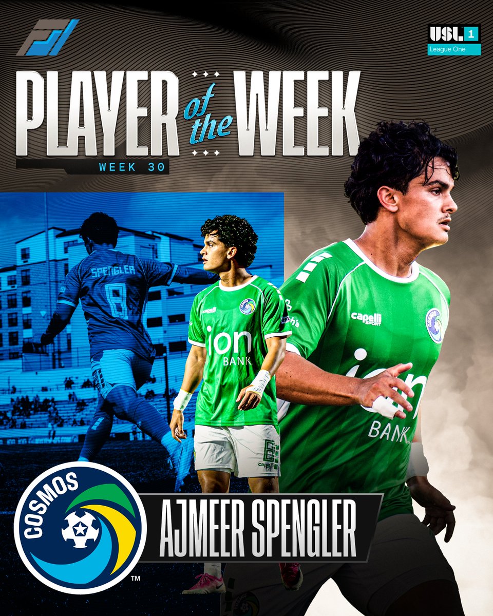 FirstWaveSports's tweet photo. Congratulations to @NYCosmos midfielder Ajmeer Spengler on earning Player of the Week honors after recording a brace in last weekend’s match 🔥👏 https://t.co/zMFQPXRrFG