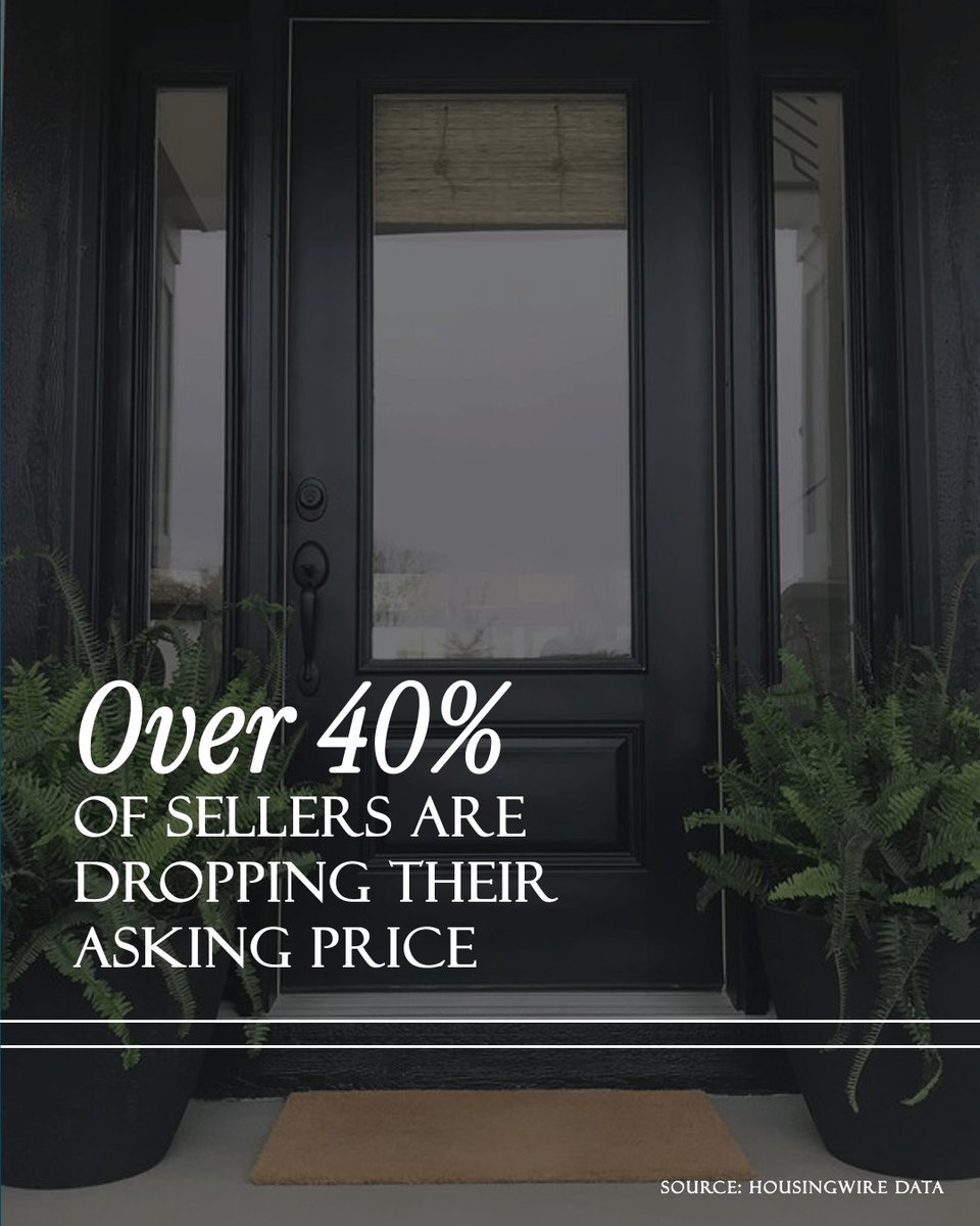 HitMam9's tweet photo. Photo by Patti Green-Kent on September 04, 2026. Image may show a welcome mat, door, and text: “Over 40% of sellers are dropping their asking price. Source: HousingWire Data. https://t.co/1DkBbXqOjm