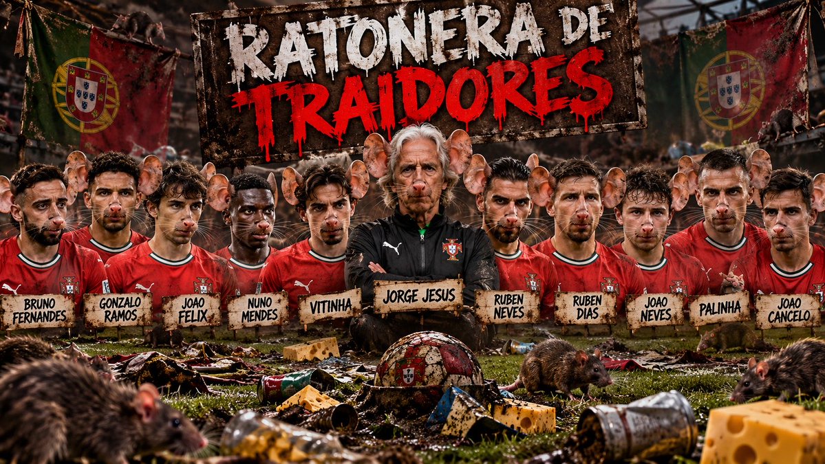 ArielipilloPlus's tweet photo. 🚨 LISTA OFICIAL DE RATAS TRAIDORAS DE CRISTIANO RONALDO:

❌ Jorge Jesus
❌ Bruno Fernandes 
❌ João Félix
❌ Vitinha
❌ João Cancelo
❌ Nuno Mendes
❌ João Neves
❌ Rúben Neves
❌ Palinha
❌ Bernardo Silva
❌ Pedro Neto https://t.co/SpdueKaLQR