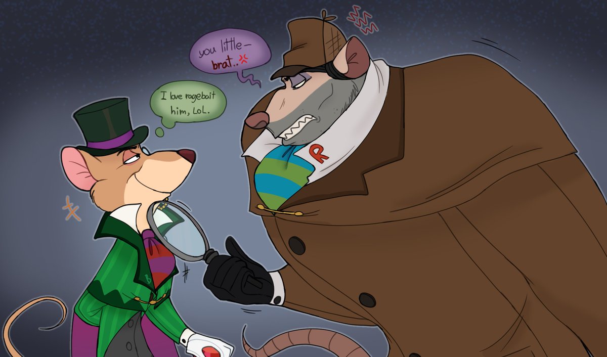TRMODE11's tweet photo. Swapped AU🔍! (#Basigan  , #TheGreatMouseDetective)

#TGMD #Fanart #basilofbakerstreet #ratigan I love their designs so much https://t.co/U0GUgh46JH
