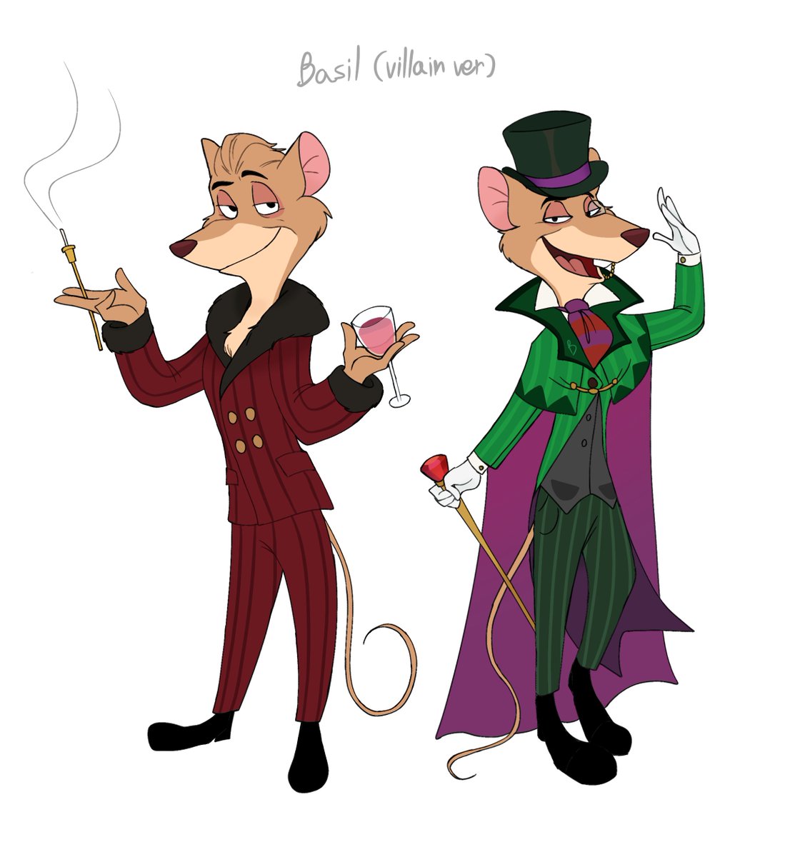 TRMODE11's tweet photo. Swapped AU🔍! (#Basigan  , #TheGreatMouseDetective)

#TGMD #Fanart #basilofbakerstreet #ratigan I love their designs so much https://t.co/U0GUgh46JH