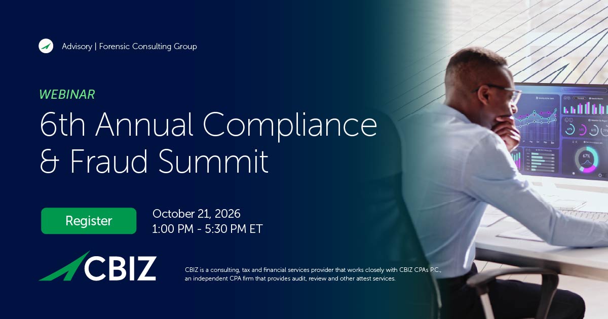 cgatheart's tweet photo. Fraud, compliance and enforcement challenges aren't standing still.

Join @CBZ's 6th Annual Compliance &amp; Fraud Summit to hear from industry leaders on today's biggest risks and how organizations can prepare. https://t.co/Y9atUQI6Mv

#Compliance #FraudRisk https://t.co/1zmCLaYVjk