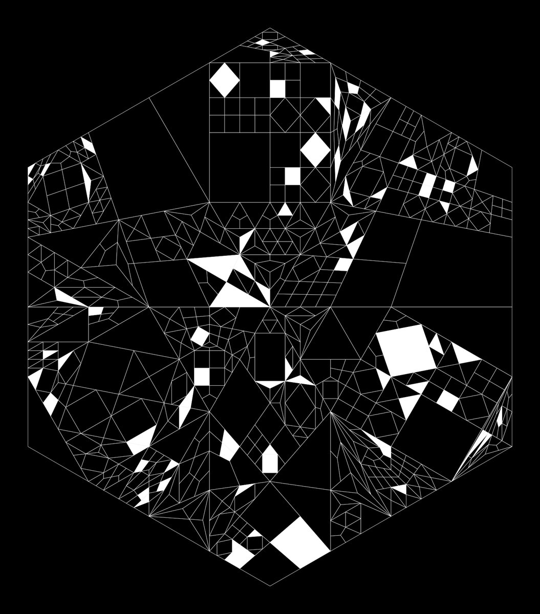 FrankHDot's tweet photo. ornament 
start: 6
split: depth = 5 ? 0 : round(1..4)
color: https://t.co/K0RxXg6P51(yes(0.9))
#creativecoding https://t.co/dyIboThhGV