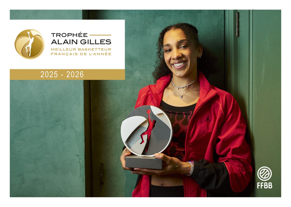 ffbasketball's tweet photo. 🏆 GABBY WILLIAMS, BASKETTEUSE FRANÇAISE DE L’ANNÉE ! 🇫🇷

La capitaine des Bleues remporte le Trophée Alain Gilles 2026, pour la deuxième fois de sa carrière après 2024.

Au terme d’un scrutin particulièrement serré, elle devance Victor Wembanyama et Evan Fournier.

Une nouvelle distinction après une saison exceptionnelle en club et avec l’Équipe de France. 👏

+ d'infos 👉 https://t.co/ftZ8bPyyrj

#TeamFranceBasket | #TrophéeAlainGilles