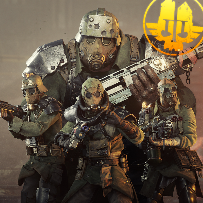 Darktide40K's tweet photo. Whether by the will of the Imperium's propaganda machine or simply a twist of fate, some regiments rise to prominence, while the deeds of others, no less heroic, are all but forgotten. The victories claimed by both the 512th and 158th could fill entire archivums.

The Krieg 158th regimental bundle is now available in Commodore's Vestures.