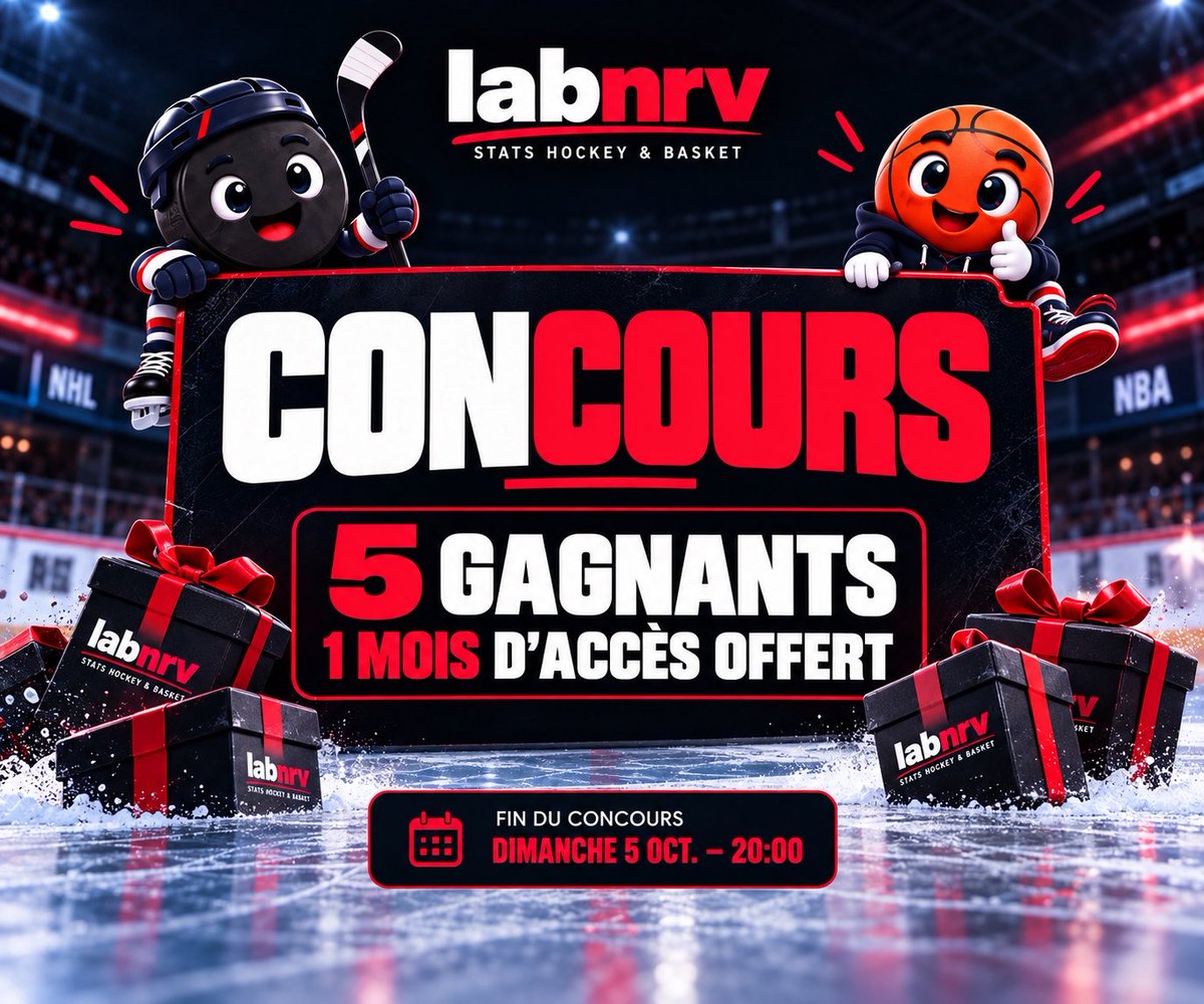 PronoNRV's tweet photo. 🎁 CONCOURS LABNRV 🎁

5 gagnants = 1 mois d’accès offert à LABNRV 🔥

Pour participer :
🔁 RT ce tweet
👤 Follow @LABNRV

⏰ Fin du concours : dimanche 5 octobre à 20h00

Les 5 gagnants seront tirés au sort après la clôture. 

Bonne chance 🏒 https://t.co/tJXOzYwzCZ
